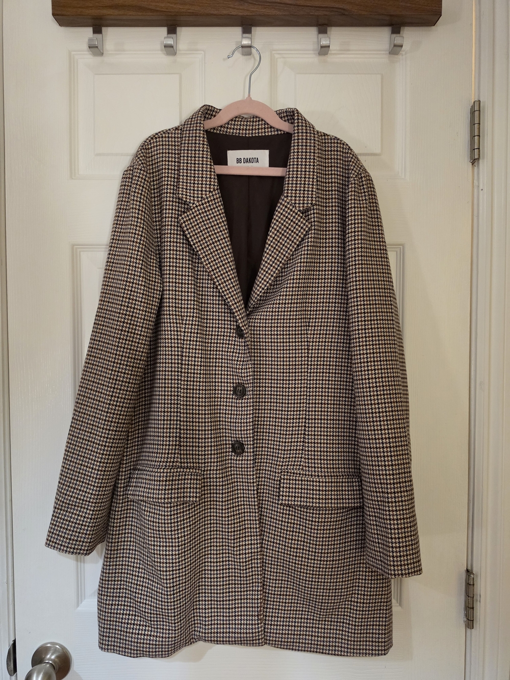 BB Dakota Brown Check This Out Long Blazer